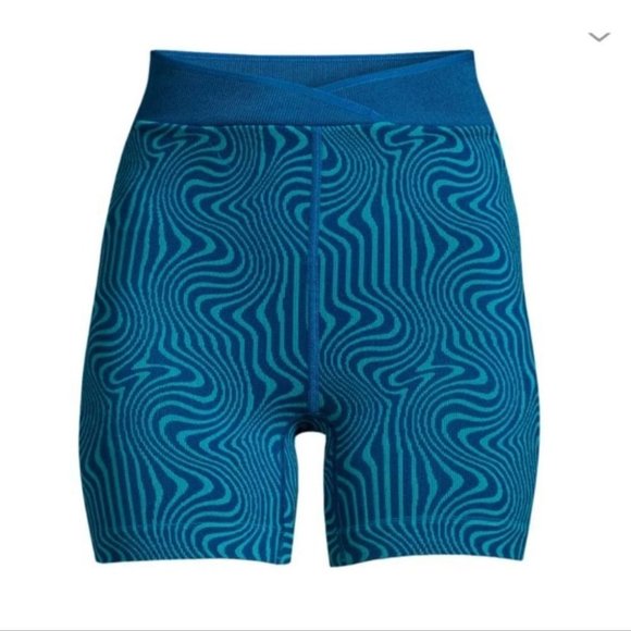 NEW FREE PEOPLE Throw Jacquard Biker Shorts Blue Medium II @V - Picture 2 of 11